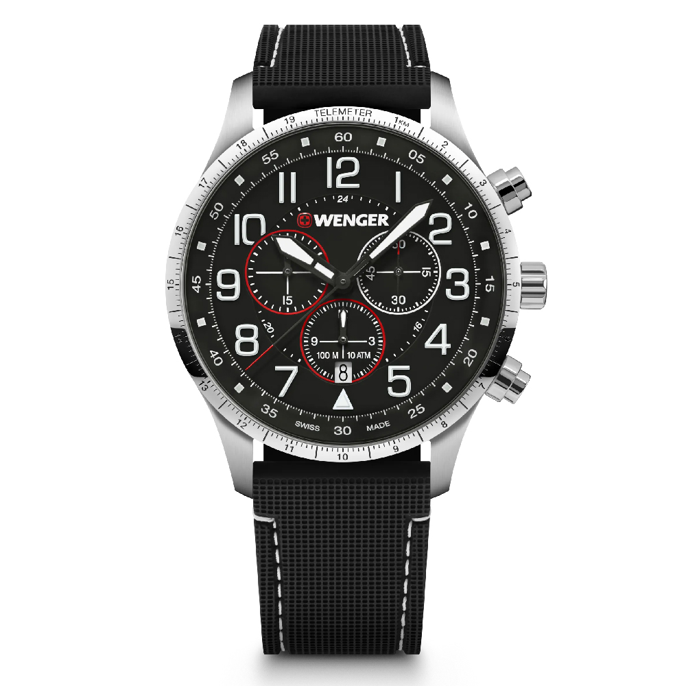 Attitude Chrono 44, Blk Dial, Blk Silicone Str