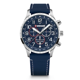 Foto 1 | Attitude Chrono 42, Blue Dial, Silver Bezel, Blue Rubber Strap
