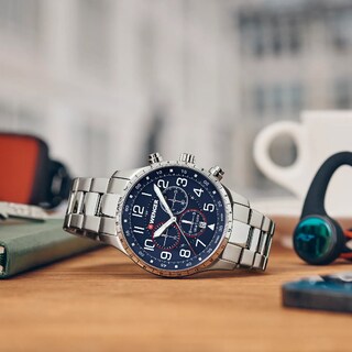 Foto 4 | Attitude Chrono 42, Blue Dial, Silver Bezel, Silver Sst Bracelet