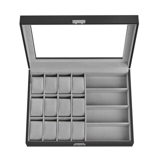 Foto 7 | Watch Box Songmics De 16 Ranuras Con Cierre Con Tapa De Cristal Y Tinta Negra - Venta Internacional.