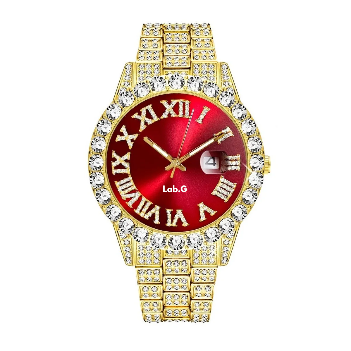 Foto 2 pulgar | Reloj De Pulsera Unisex Con Diamantes Lab.g Dorado