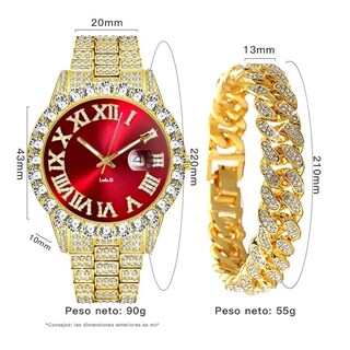 Foto 5 | Reloj De Pulsera Unisex Con Diamantes Lab.g Dorado
