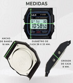Foto 3 | Reloj De Pulsera Y Hebilla Simple Lab.g Negro