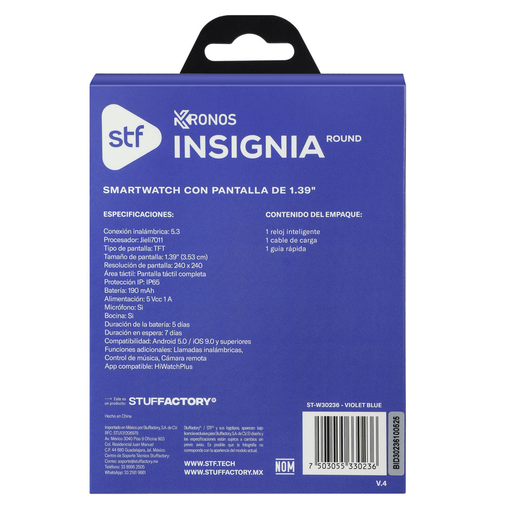 Foto 9 pulgar | Smartwatch Stf Kronos Insignia Round Tft 1.39''  Llamadas  Ip65 Lila