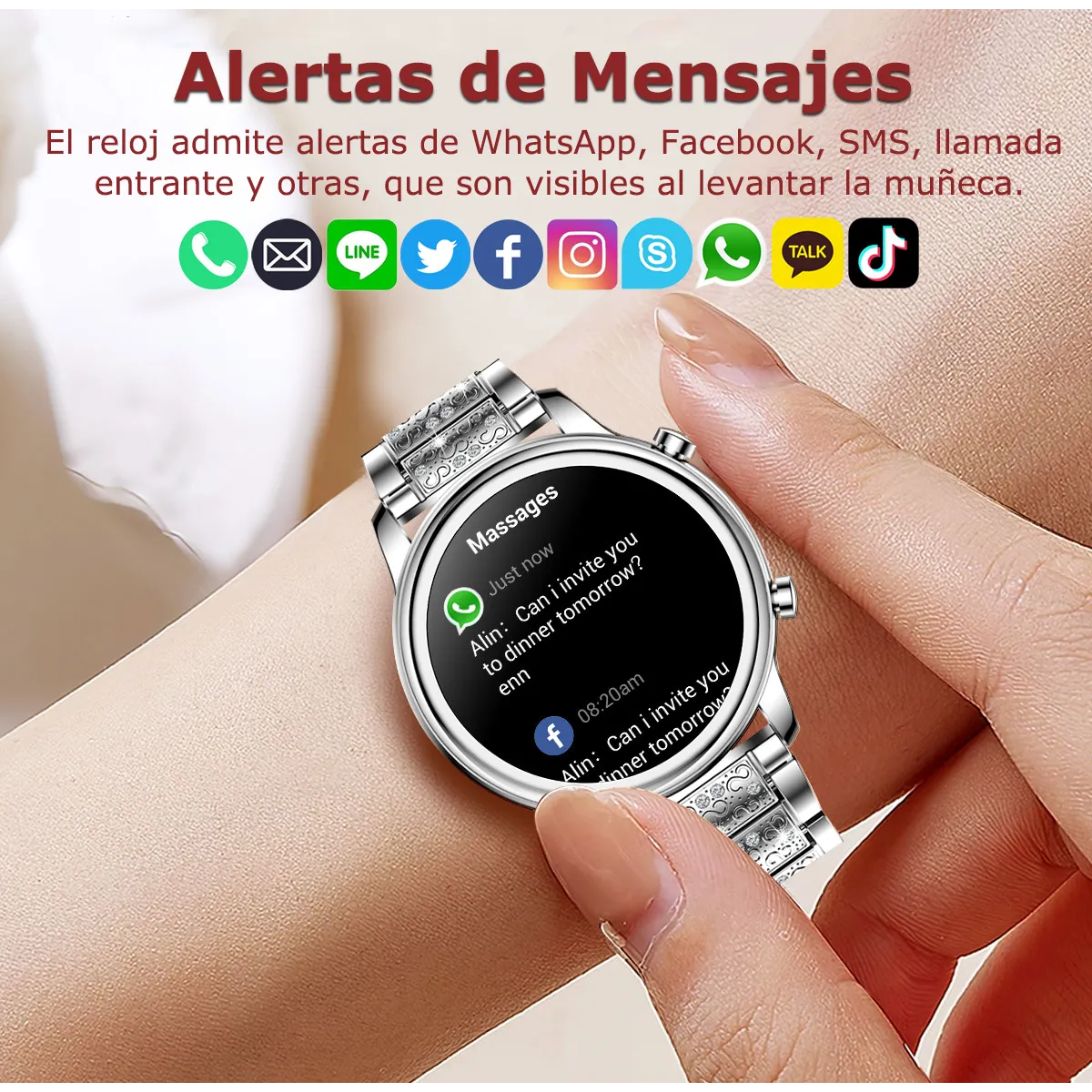 Foto 2 | Reloj Inteligente doble pulsera Eo Safe Imports  Esi-19593 Blanco Para Mujer