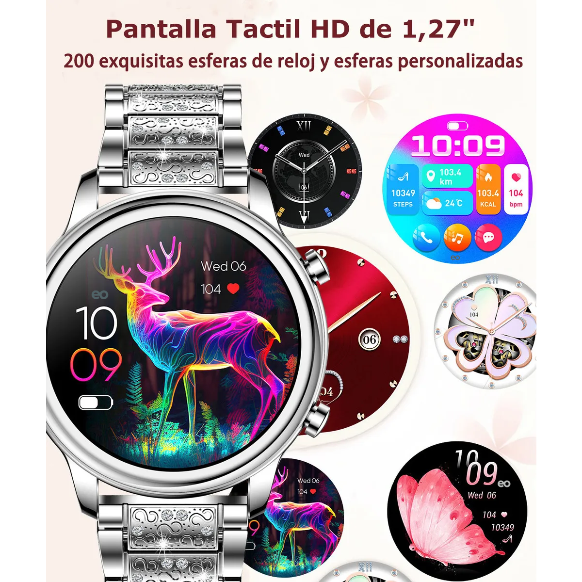 Foto 5 pulgar | Reloj Inteligente doble pulsera Eo Safe Imports  Esi-19593 Blanco Para Mujer