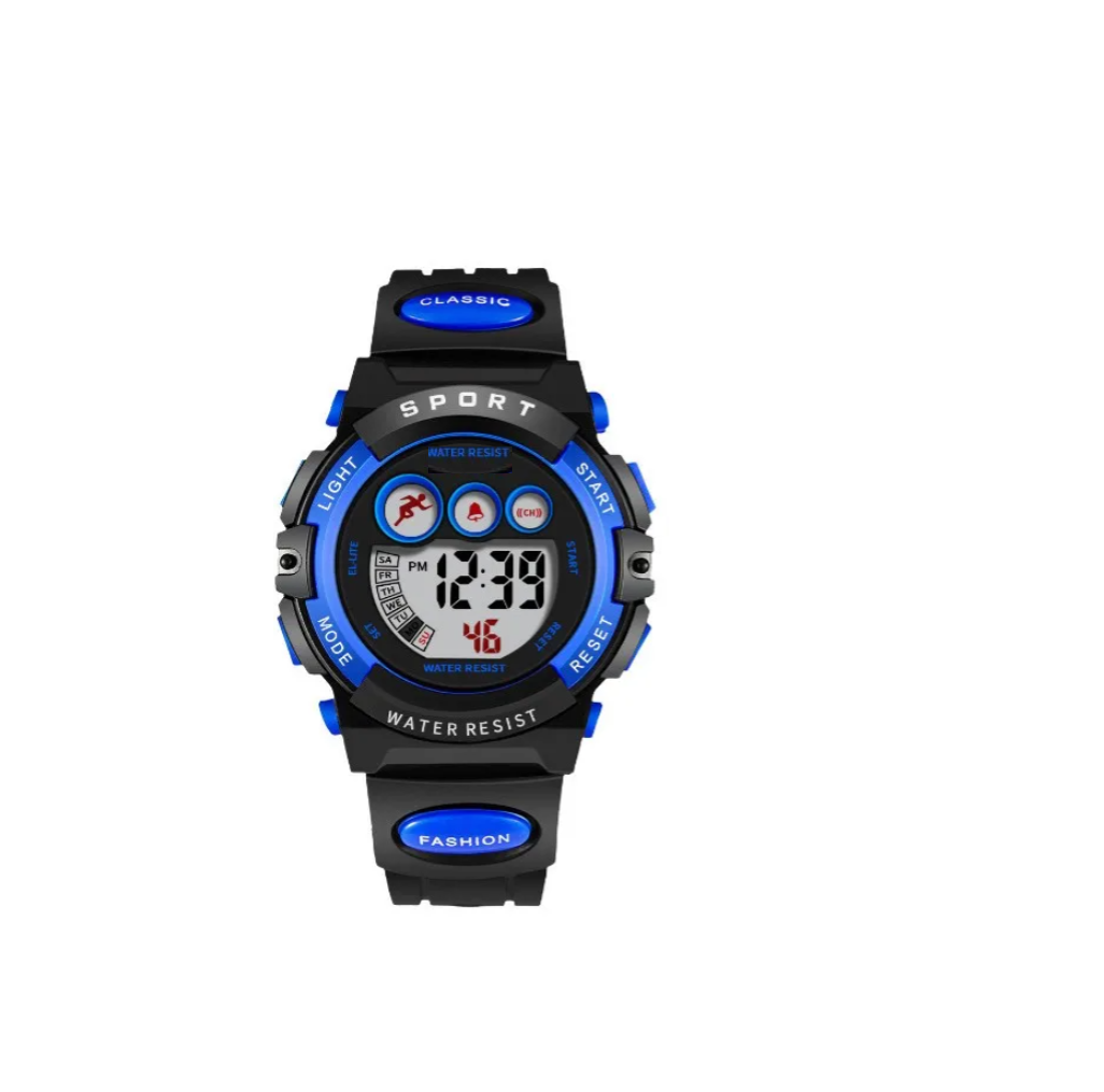 Reloj Electrónico Digital y Deportivo para Niño y Niña color Negro con Azul