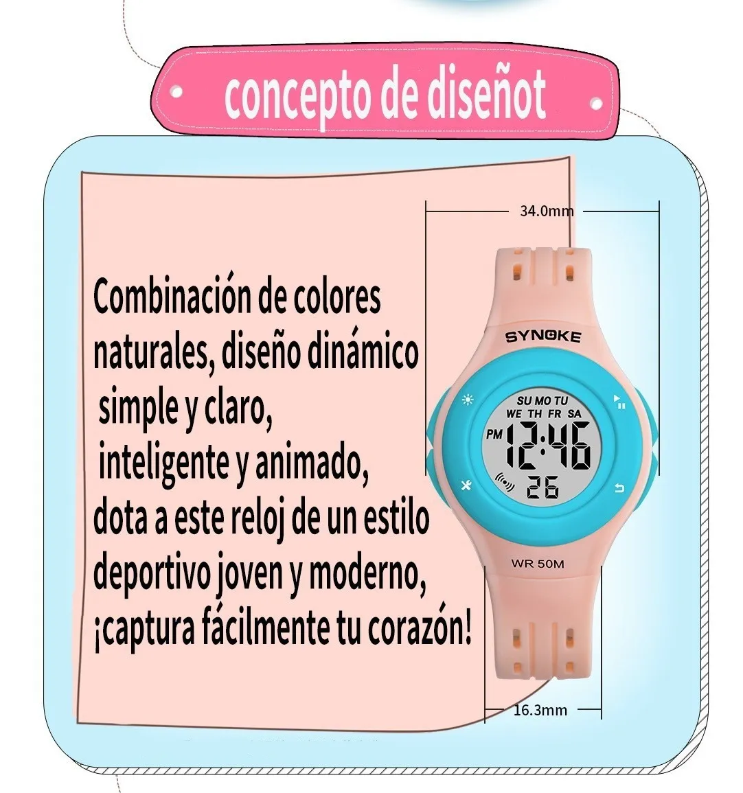 Foto 3 pulgar | Reloj Electrónico Digital y Deportivo para Niño y Niña color Rosa