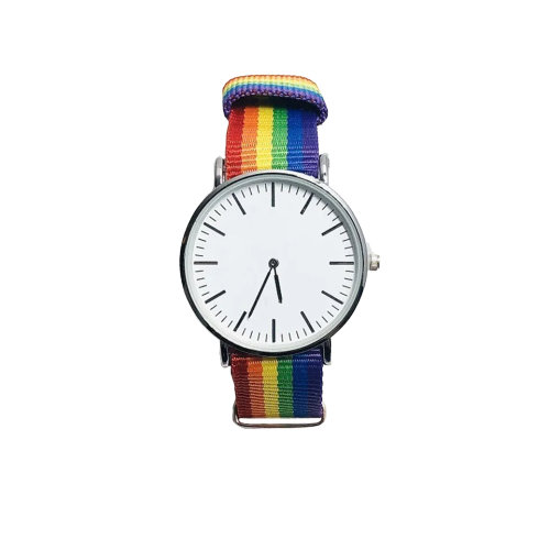 Foto 2 pulgar | Reloj Pulsera Lgbt  Extensible Arcoíris Colores Blanco Con Plateado