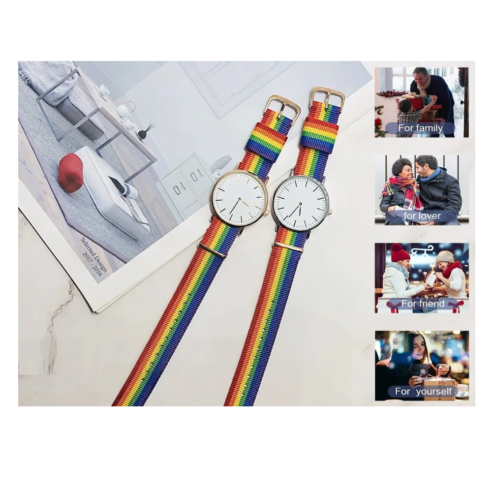 Foto 2 | Reloj Pulsera Lgbt  Extensible Arcoíris Colores Blanco Con Plateado