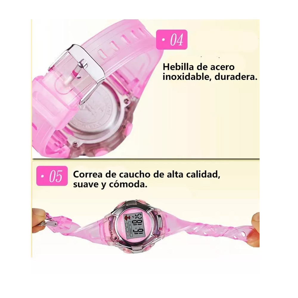 Foto 4 pulgar | Reloj Infantil Belug  color Rosa Contra Agua