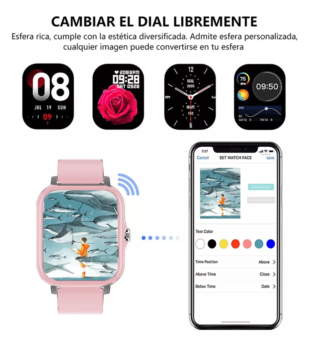 Foto 3 pulgar | Smartwatch Deportivo Rosa