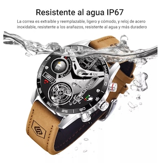 Foto 4 | Smartwatch Sport para Hombre Bluetooth Depo Lige Plata con Marrón