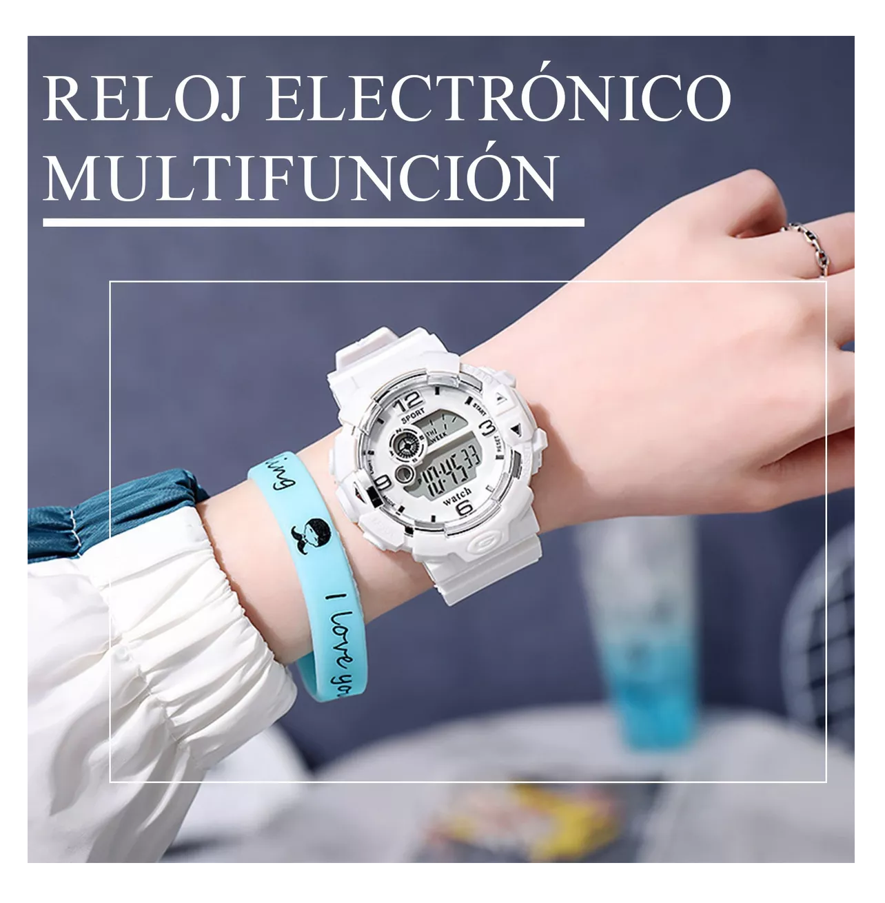 Foto 3 pulgar | Reloj Deportivo Digital Para Mujer Y Hombre Reloj Digital 2 Pzs Blancos