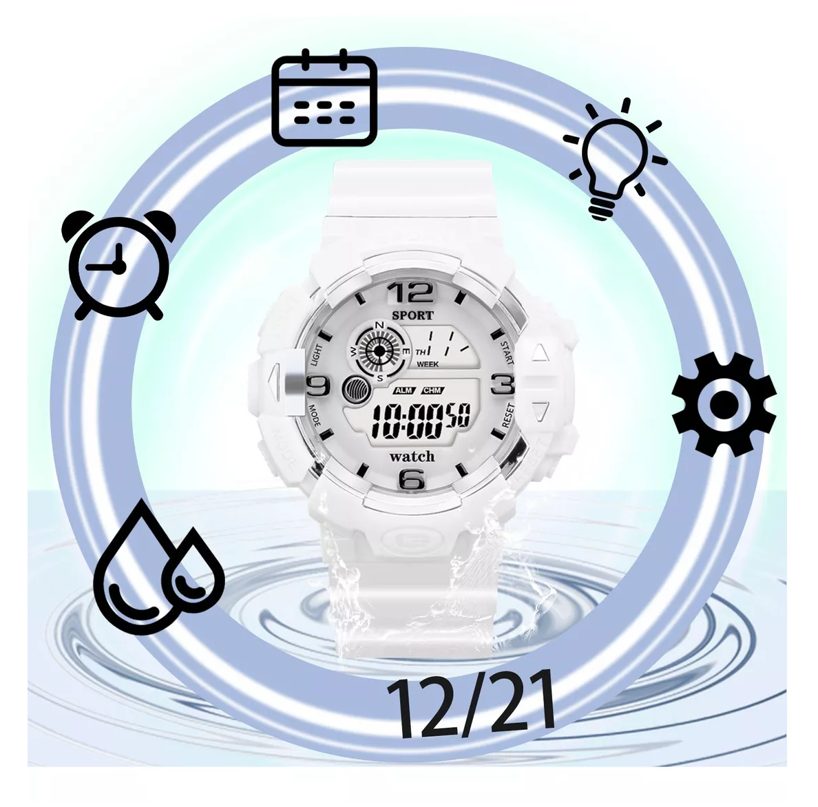 Foto 4 | Reloj Deportivo Digital Para Mujer Y Hombre Reloj Digital 2 Pzs Blancos