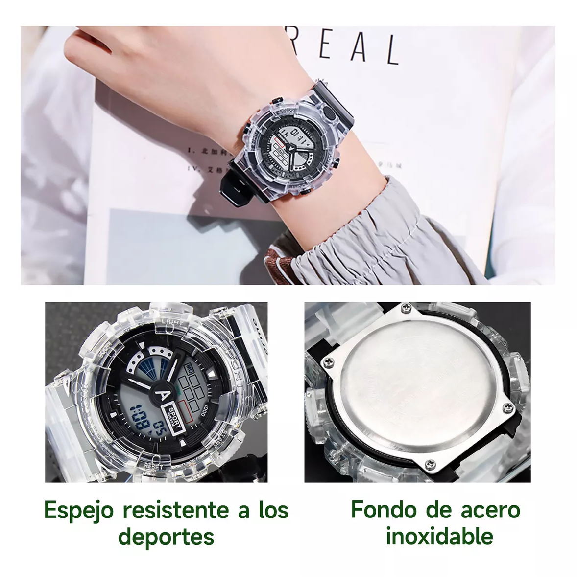 Foto 4 pulgar | Reloj Digital Digitales Deportivo Para Mujer Y Hombre 2 Pzs Negro/blanco