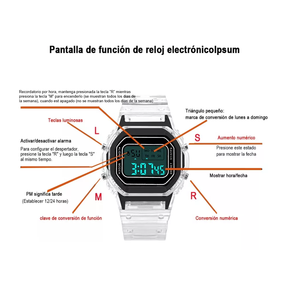 Foto 6 pulgar | Reloj Digital Digitales Deportivo Para Mujer Y Hombre 2 Pzs Negro/blanco