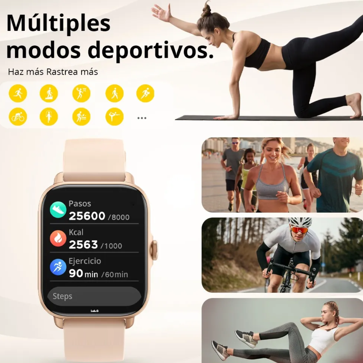 Foto 4 | Reloj Inteligente Bluetooth Llamada Lab.g Dorado