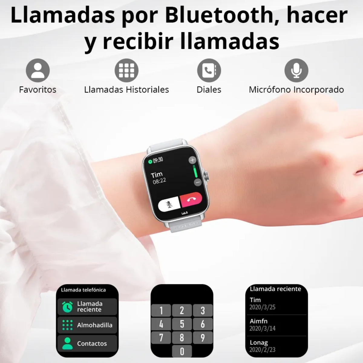 Foto 5 | Reloj Inteligente Bluetooth Llamada Lab.g Plateado