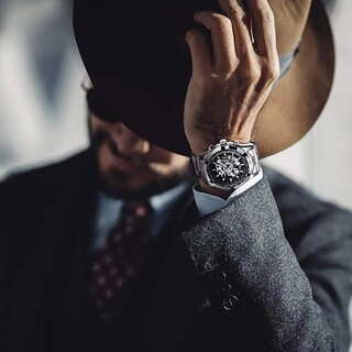 Foto 3 | Reloj Correa Acero Luminoso Metálica Hombre Plata Fondo Lab.g Negro
