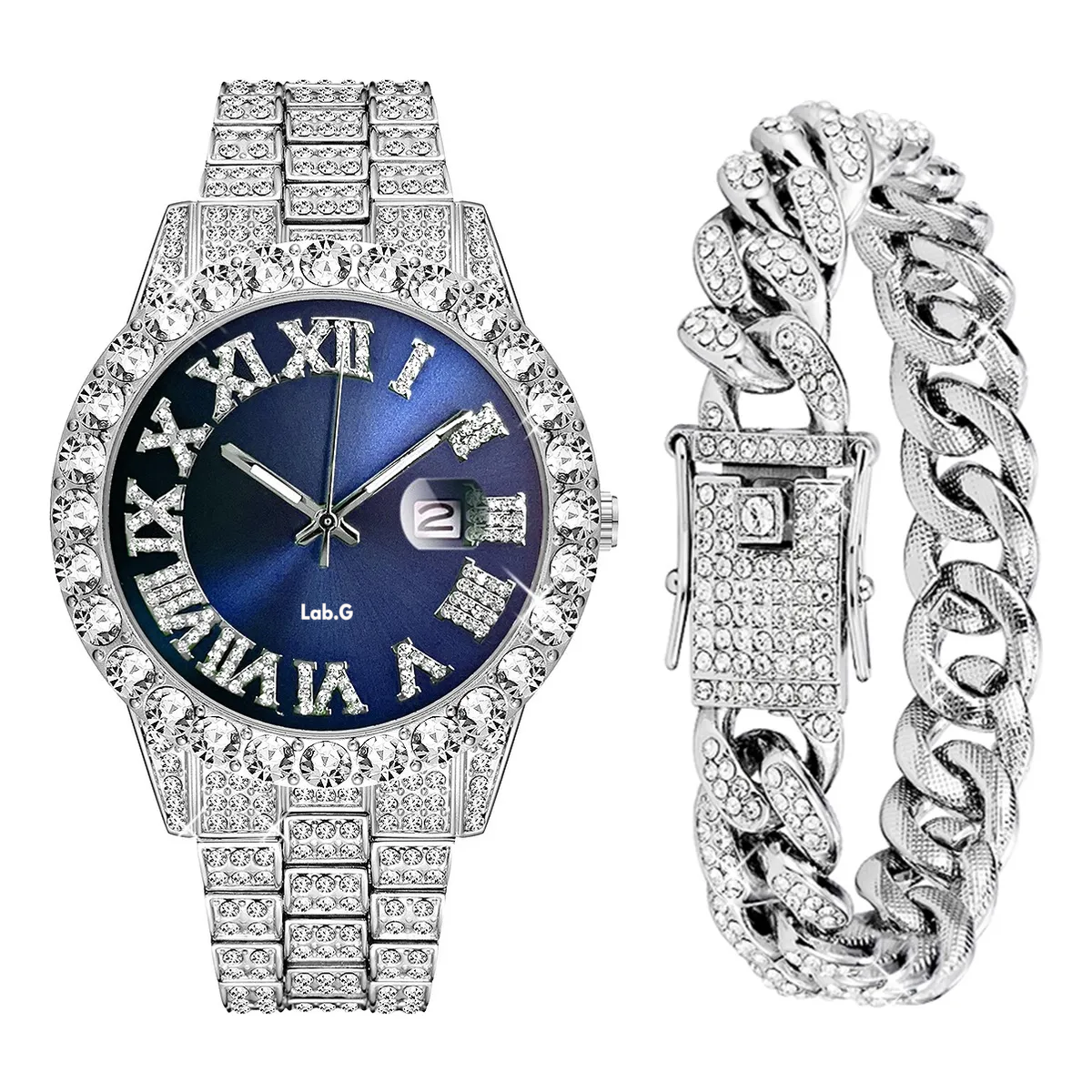 Foto 2 pulgar | Reloj De Pulsera De Lujo Con Diamantes Y Brazalete, Unisex Lab.g Plateado