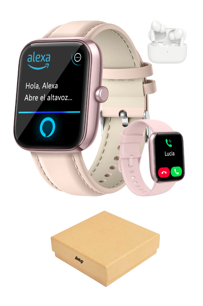 Foto 2 pulgar | Reloj Smartwatch Reloj Inteligente Bluetooth Llamada Alexa Rosa