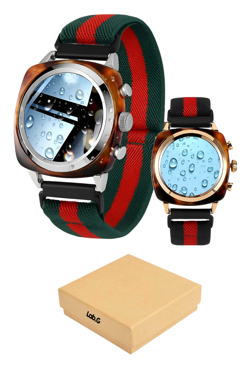 Foto 2 pulgar | Smartwatch Reloj Inteligente Llamadas Tela Nailon Plateado Rojo Plateado