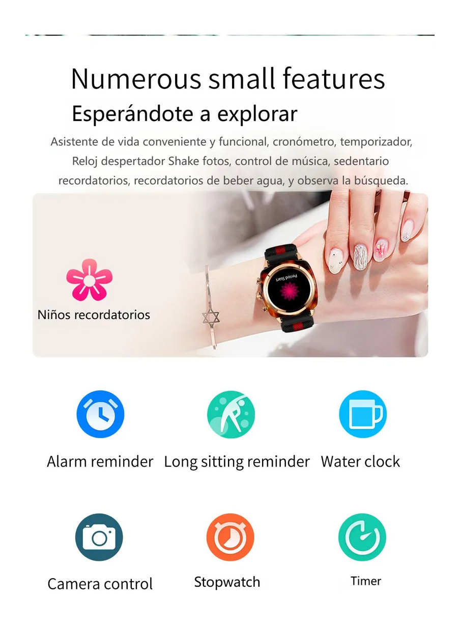 Foto 2 | Smartwatch Reloj Inteligente Llamadas Tela Nailon Plateado Rojo Plateado