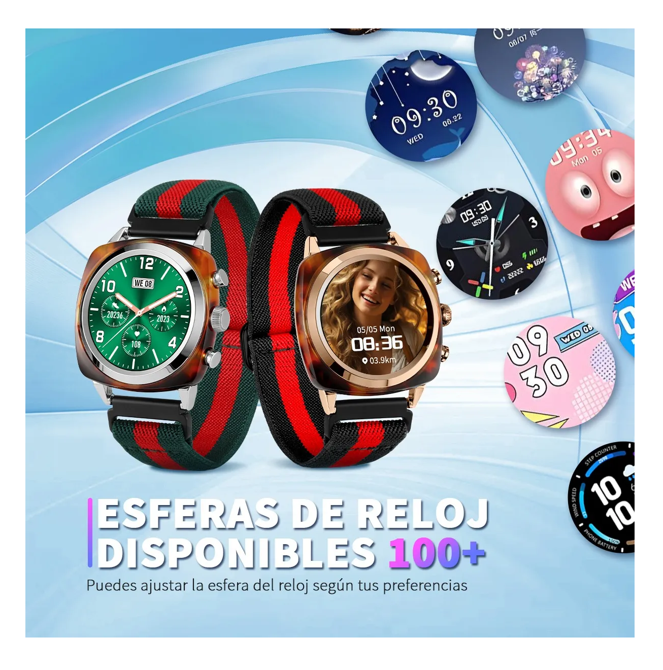 Foto 3 | Smartwatch Reloj Inteligente Llamadas Tela Nailon Plateado Rojo Plateado