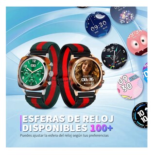 Foto 3 | Smartwatch Reloj Inteligente Llamadas Tela Nailon Plateado Rojo Plateado