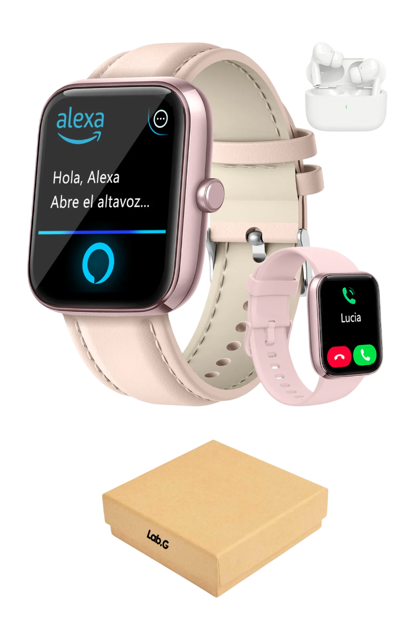 Foto 2 pulgar | Reloj Smartwatch Reloj Inteligente Bluetooth Llamada Alexa Rosa