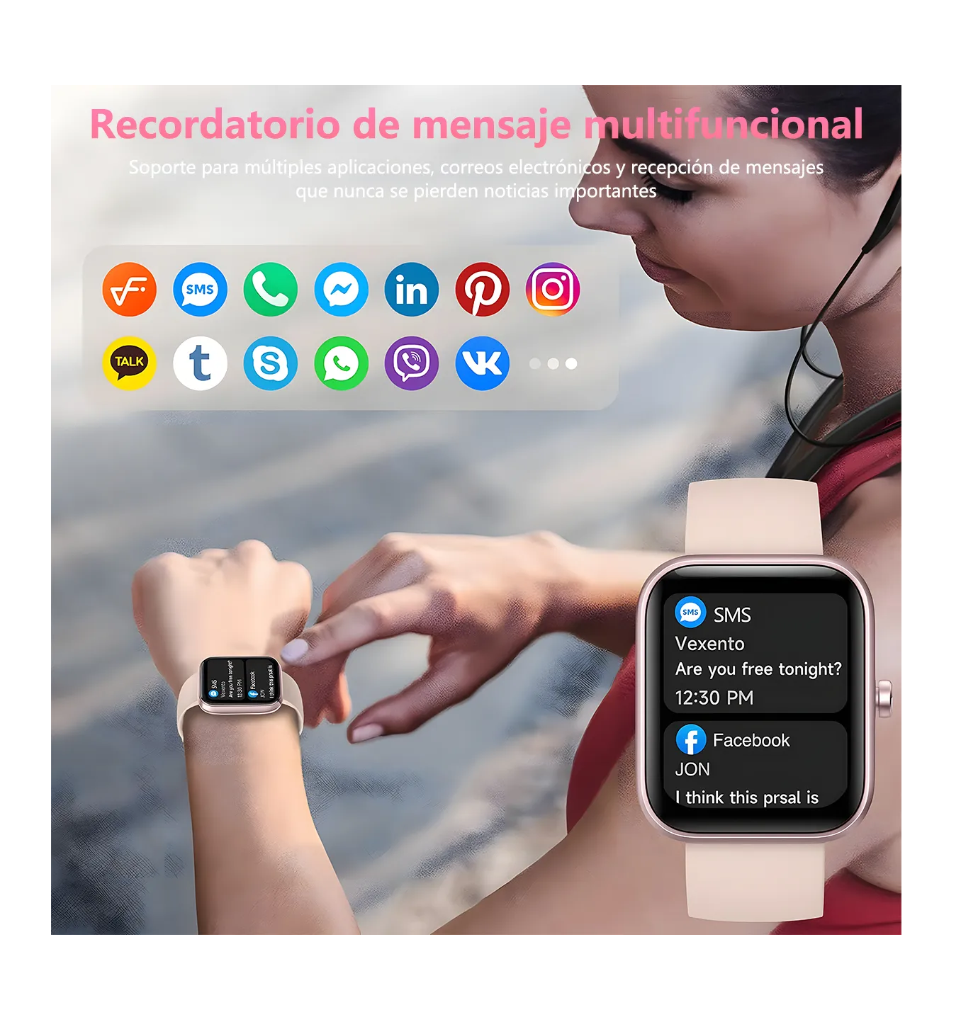 Foto 5 pulgar | Reloj Smartwatch Reloj Inteligente Bluetooth Llamada Alexa Rosa