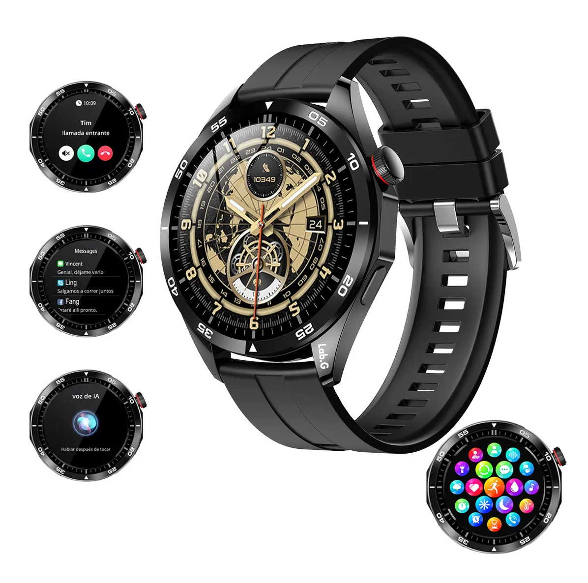Foto 4 pulgar | Reloj Inteligente Smartwatch Bluetooth Llamada 1.52 Negro