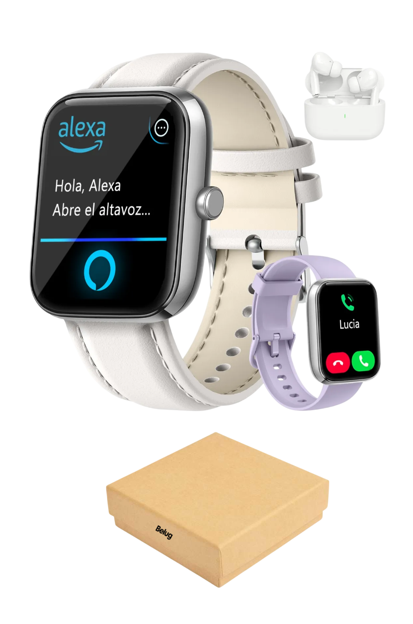 Foto 2 pulgar | Reloj Smartwatch Reloj Inteligente Bluetooth Llamada Alexa Plata