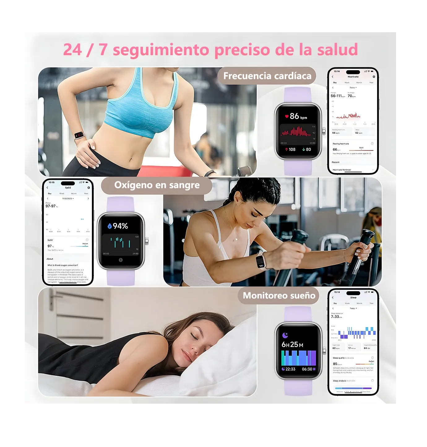 Foto 6 pulgar | Reloj Smartwatch Reloj Inteligente Bluetooth Llamada Alexa Plata