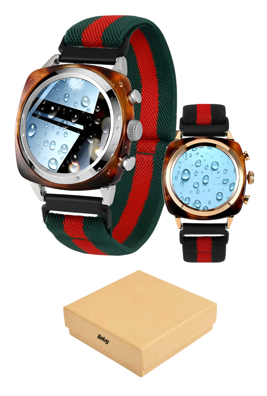 Foto 2 pulgar | Smartwatch Reloj Inteligente Llamadas Tela Nailon Plateado Rojo Plateado