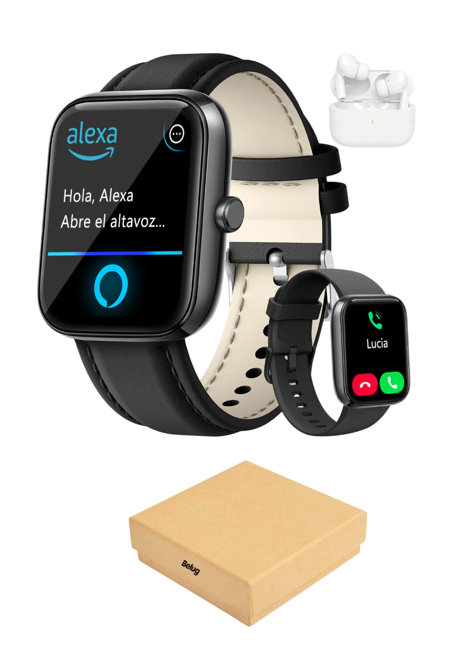 Foto 2 pulgar | Reloj Smartwatch Reloj Inteligente Bluetooth Llamada Alexa Negro