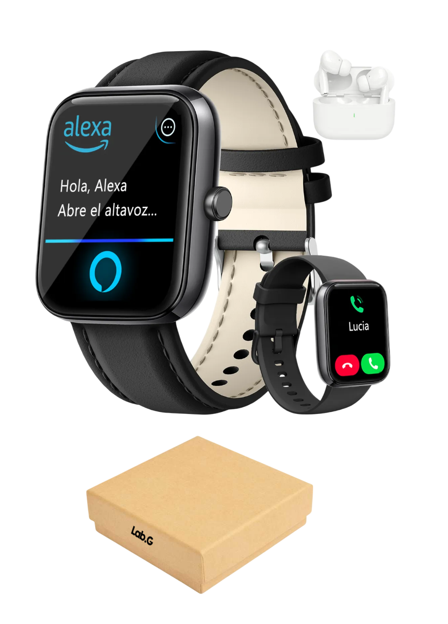 Foto 1 | Reloj Smartwatch Reloj Inteligente Bluetooth Llamada Alexa Negro