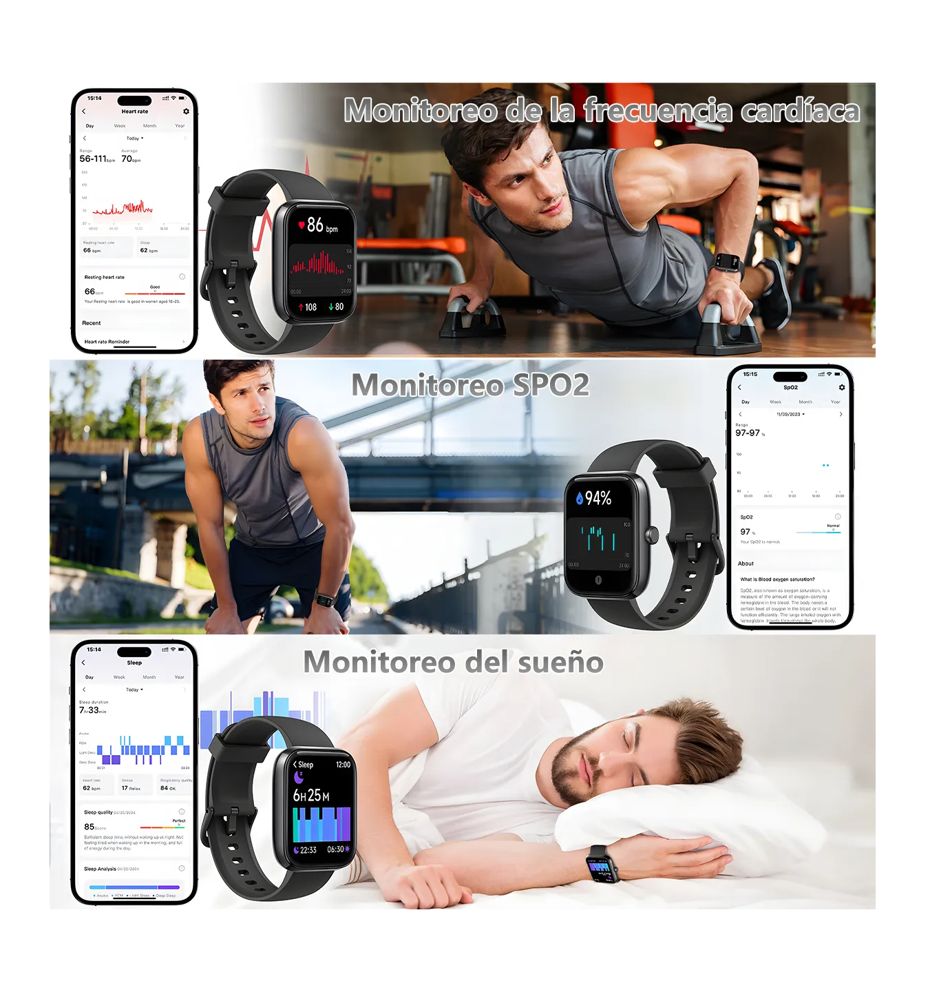 Foto 5 | Reloj Smartwatch Reloj Inteligente Bluetooth Llamada Alexa Negro