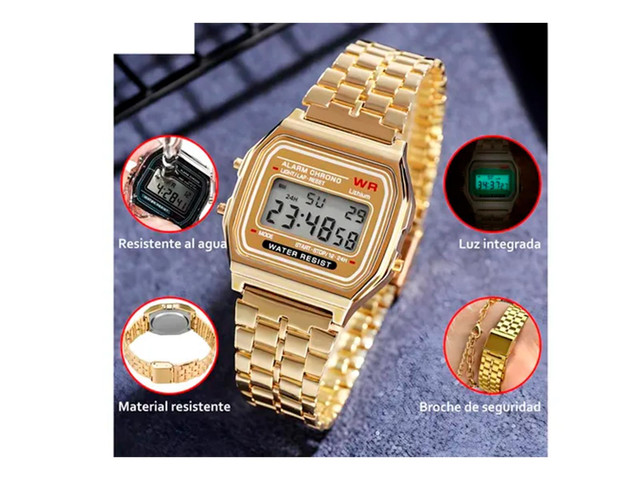 Foto 4 pulgar | Reloj Dorado Unisex