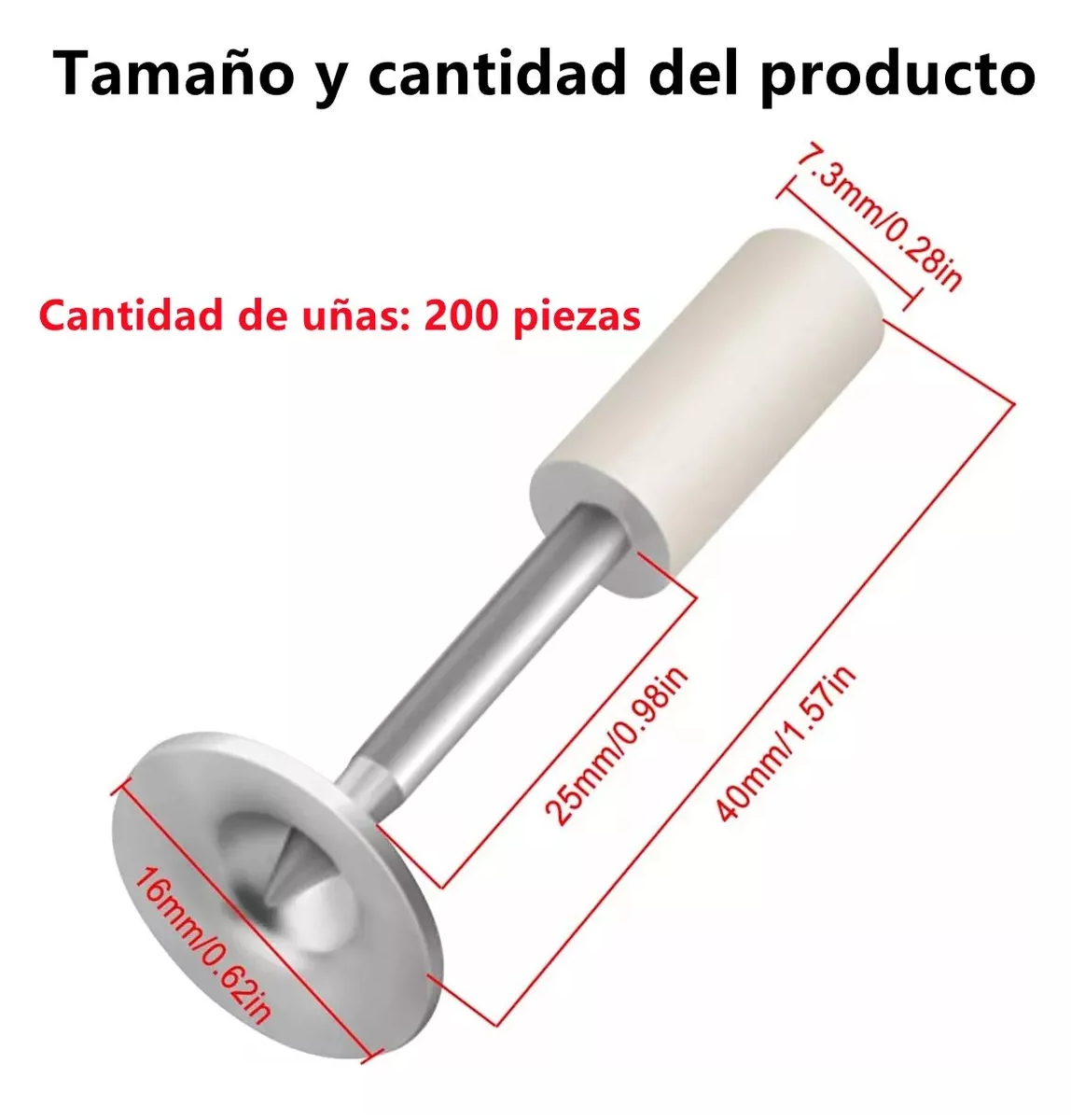 Foto 4 pulgar | Clavos Redondos Para Pistola De Clavos Metalúr 200 Piezas Plata/blanco