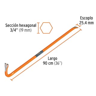 Foto 3 | Paquete De 2 Barretas De Uña De 3/4'' X 90cm Bu-90 Truper