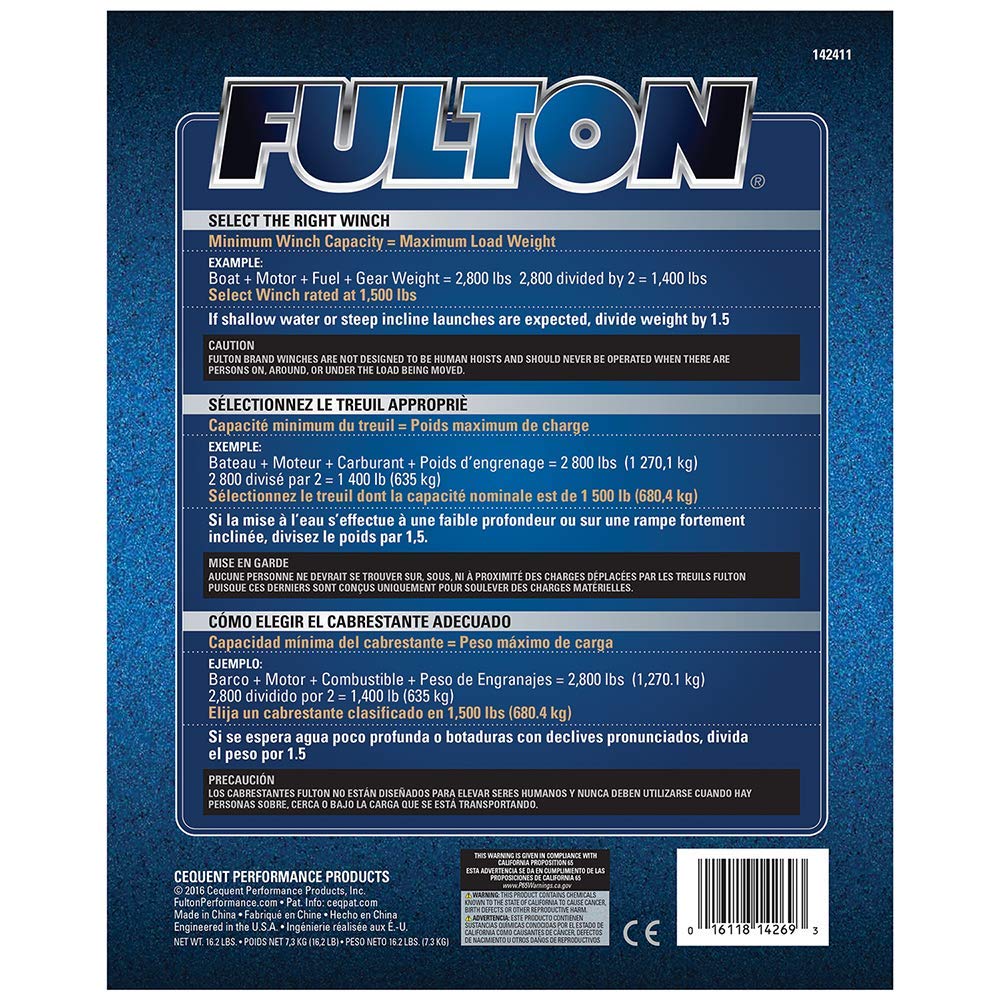 Foto 7 pulgar | Cabrestante Para Remolque Fulton 142411, Dos Velocidades, 1.179 Kg De Capacidad - Venta Internacional.