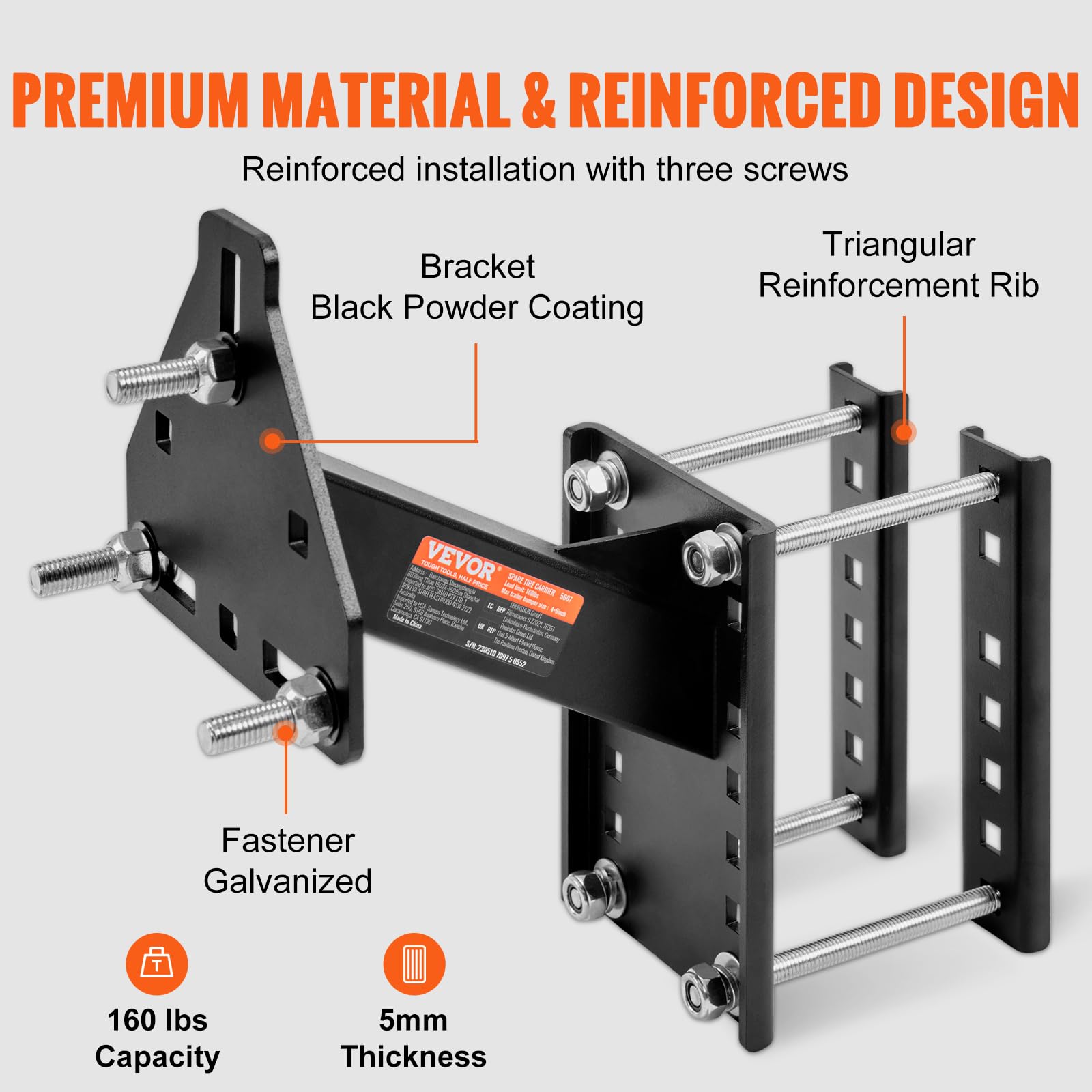 Foto 4 | Soporte De Neumático De Repuesto Vevor Para Remolque, 72,57 Kg - Venta Internacional.