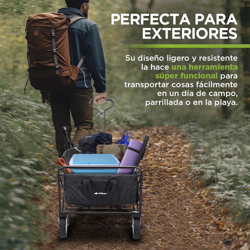 Foto 4 pulgar | Carrito Plegable Para Exterior Tipo Vagon Multiusos Hasta 70kg, Hikeo, Negro, 83306-bl