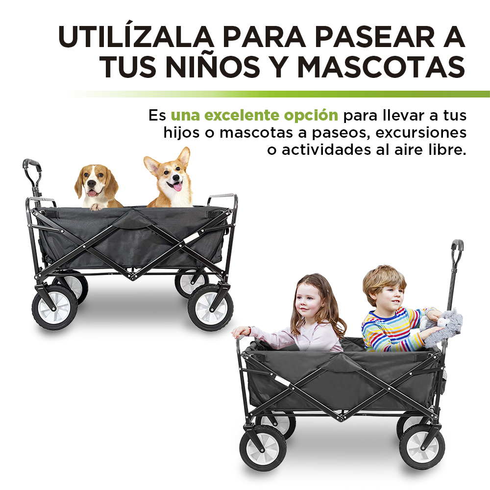 Foto 8 pulgar | Carrito Plegable Para Exterior Tipo Vagon Multiusos Hasta 70kg, Hikeo, Negro, 83306-bl
