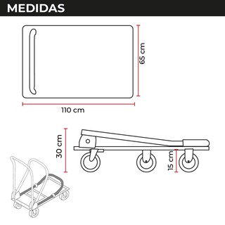 Foto 2 | Chic-fantasy Carro Plataforma De Carga Plegable Carrito De Carga Manual Con 3 Ruedas 360° Freno Y 2 Fijas Uso Rudo