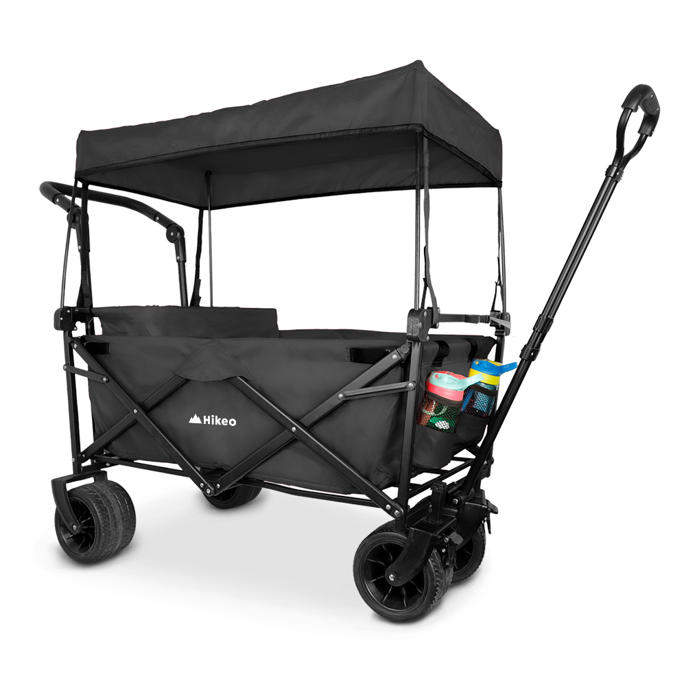 Carrito Plegable Multifuncional con Ruedas y Toldo Hikeo 83876-bl Negro