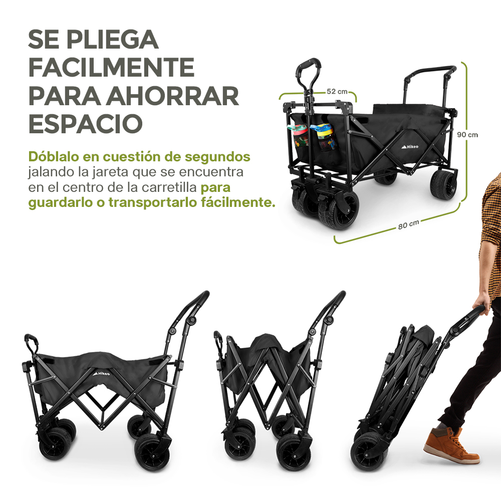 Foto 5 pulgar | Carrito Plegable Multifuncional con Ruedas y Toldo Hikeo 83876-bl Negro