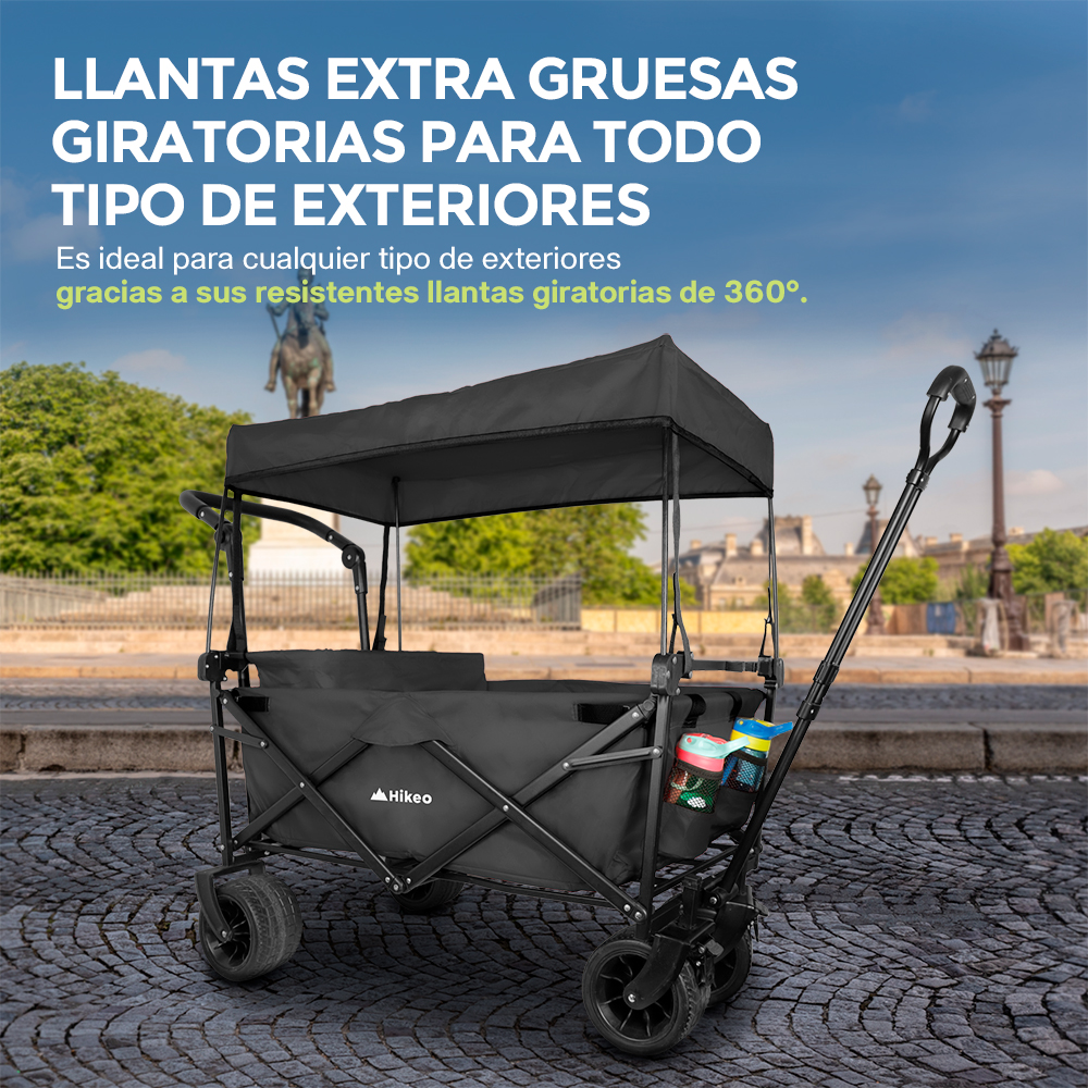 Foto 6 | Carrito Plegable Multifuncional con Ruedas y Toldo Hikeo 83876-bl Negro